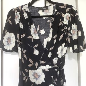 Lulu’s Navy Floral Wrap Dress